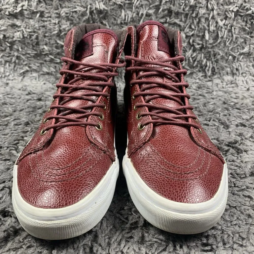 Vans Sk8-Hi Shoes Womens Size 9.5 Red Leather High Top Skate Sneakers Athletic